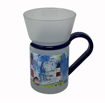 Teeglas blauer Griff