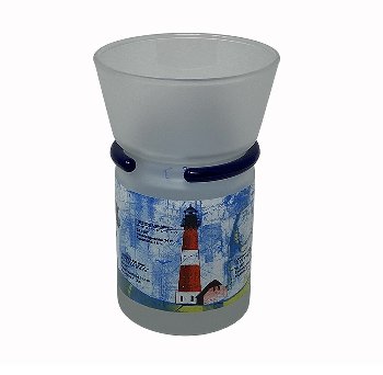 Teeglas blauer Griff