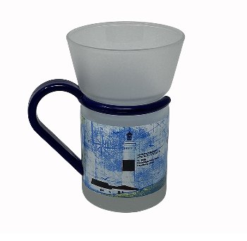 Teeglas blauer Griff