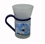 Teeglas blauer Griff