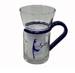 Teeglas blauer Griff