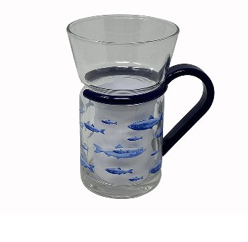 Teeglas blauer Griff