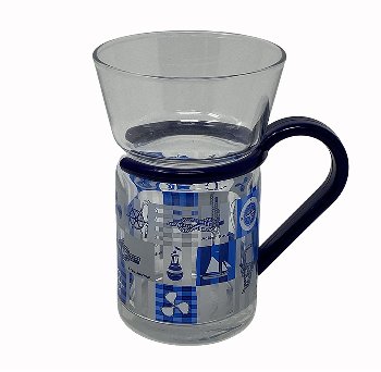 Teeglas blauer Griff