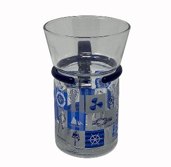 Teeglas blauer Griff