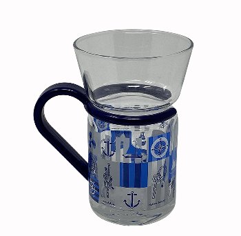 Teeglas blauer Griff