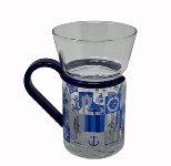 Teeglas blauer Griff