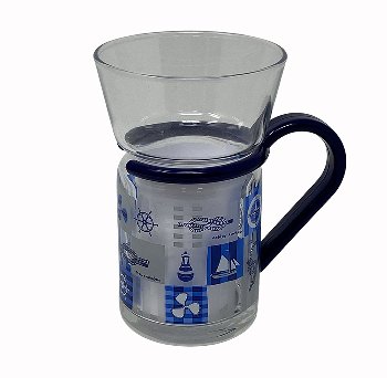 Teeglas blauer Griff