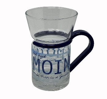 Teeglas blauer Griff