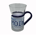 Teeglas blauer Griff