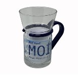 Teeglas blauer Griff