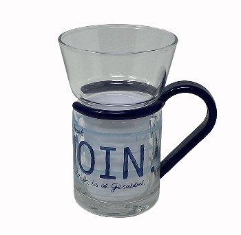 Teeglas blauer Griff