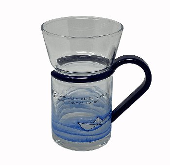 Teeglas blauer Griff