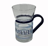 Teeglas blauer Griff