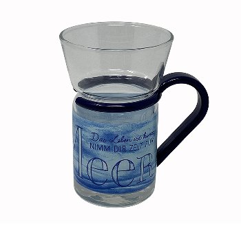 Teeglas blauer Griff