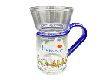 Teeglas blauer Griff