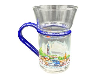 Teeglas blauer Griff