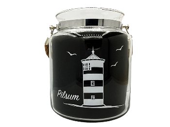 Glas-Windlicht mit Tau