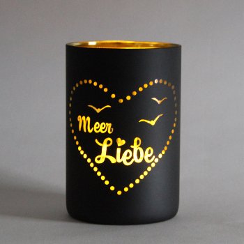 Glas-Windlicht Meer Liebe