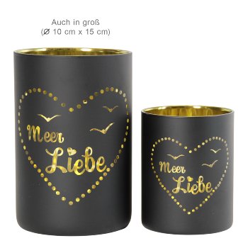 Glas-Windlicht Meer Liebe