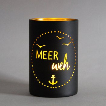 Glas-Windlicht Meer Weh