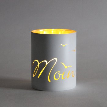 Glas-Windlicht Moin