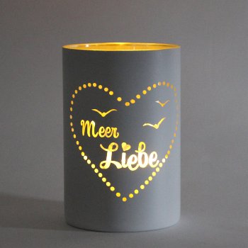 Glas-Windlicht Meer Liebe