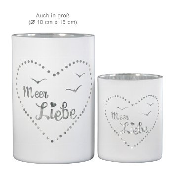 Glas-Windlicht Meer Liebe
