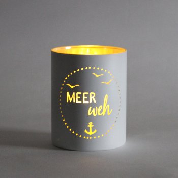 Glas-Windlicht Meer Weh