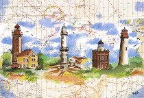Tischset Leuchtturm Seekarte